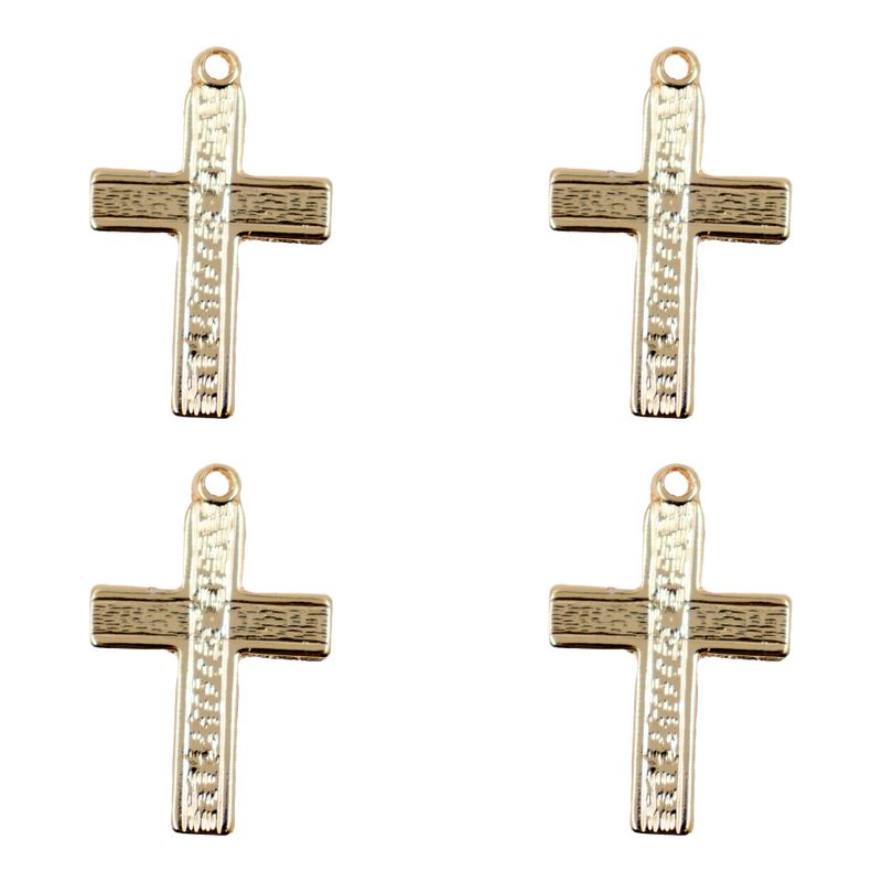 PINGENTE-CATAFORETICO-CRUZ-LIXADA-34X22MM-EM-ZAMAC-COM-12-PECAS---DOURADO