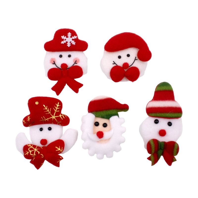 APLIQUE-NATALINO-PAPAI-NOEL-E-BONECO-DE-NEVE-60X80MM-EM-POLIESTER-COM-05-PECAS---103---COLORIDO
