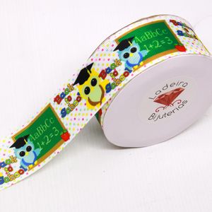 FITA GORGURAO CORUJINHAS SCHOOL 38MM EM POLIESTER COM 01 METRO
