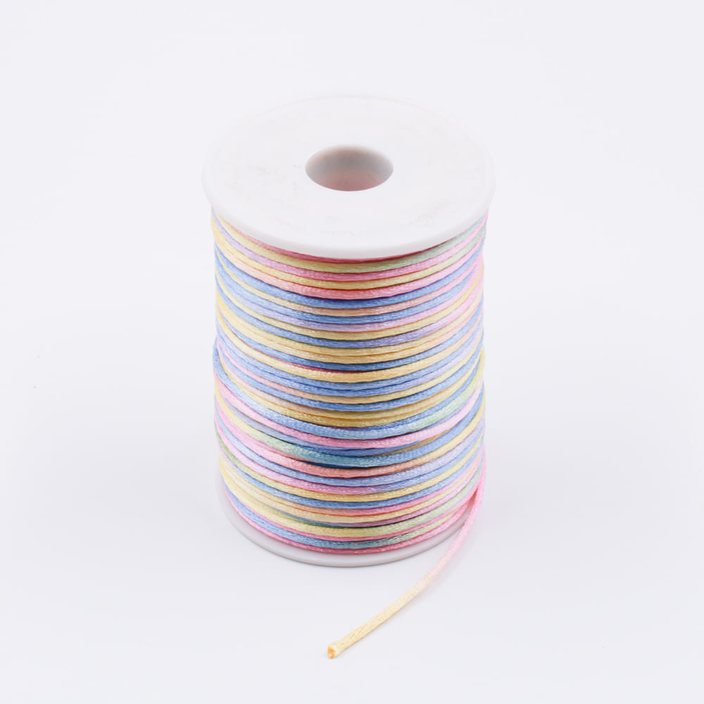 CARRETEL FIO DE CETIM TIE DYE 02MM COM 01 METRO