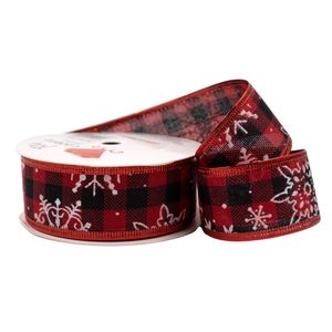 FITA XADREZ NATALINA FLOCO DE NEVE 38MM EM POLIESTER COM 01 METRO