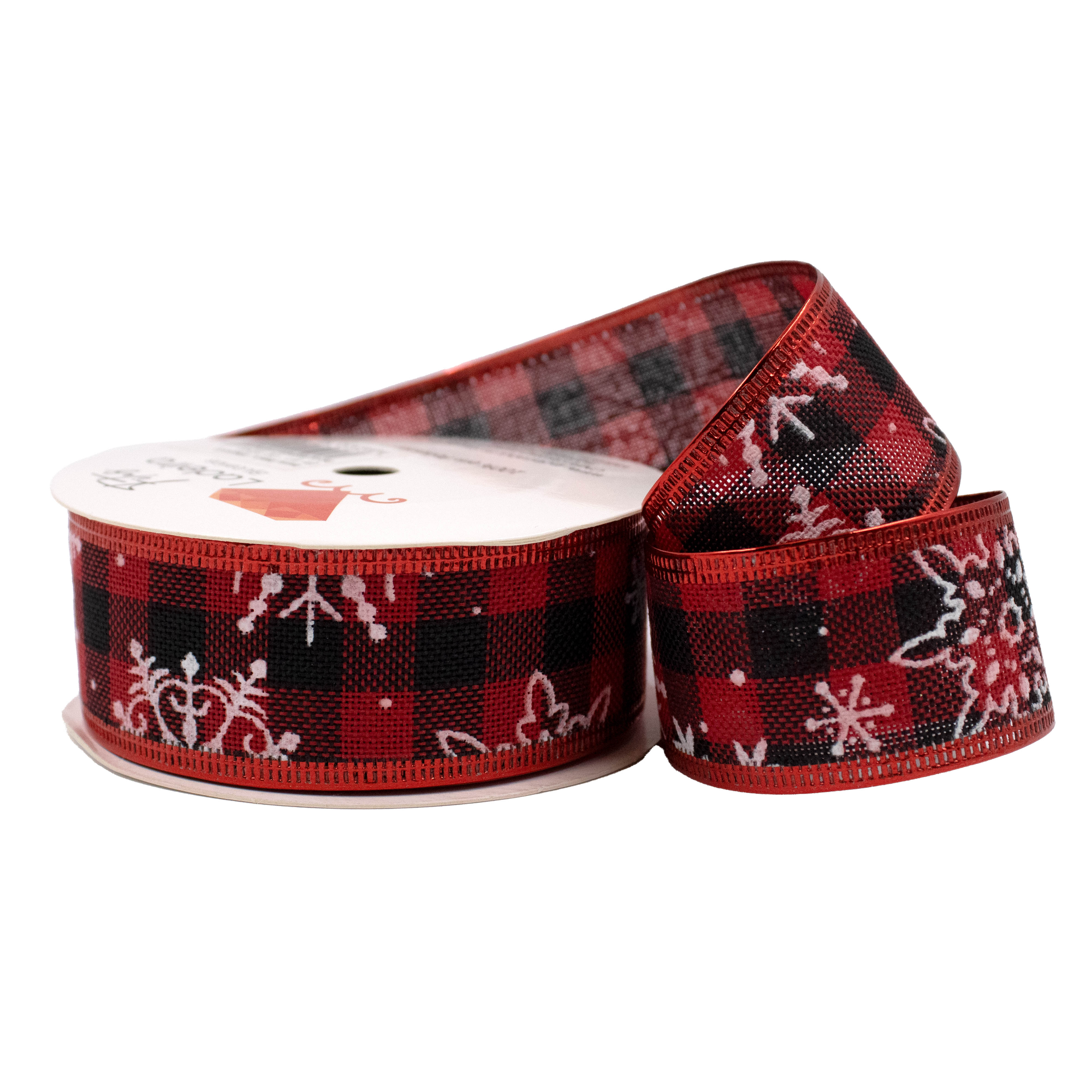 FITA XADREZ NATALINA FLOCO DE NEVE 38MM EM POLIESTER COM 01 METRO