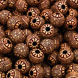 Bola Estilo Madeira Retrô 12Mm Em Acrilico Com 50G