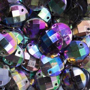 CHATON PARA COSTURA REDONDO SEXTAVADA IRISADA 14MM EM ACRILICO COM 25G