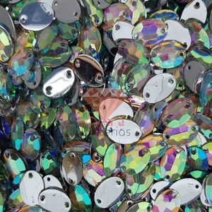 CHATON COSTURA OVAL RIVOLI AB/IRISADO EM ACRILICO 13X18MM COM 100 PCS