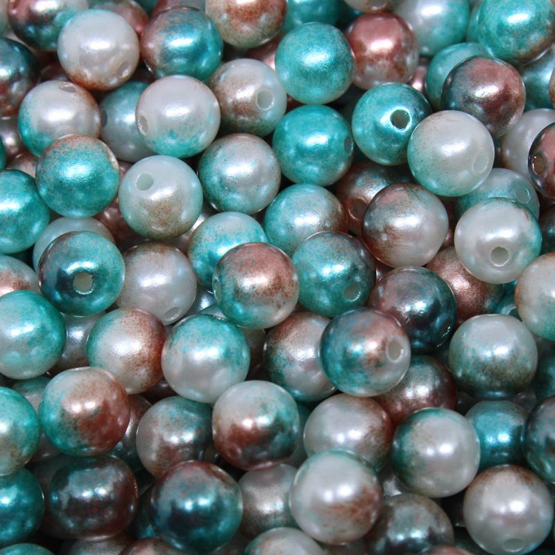 PEROLA-INTEIRA-COM-FURO-TIE-DYE-08MM-EM-ABS-COM-50G-306---MARROM---VERDE