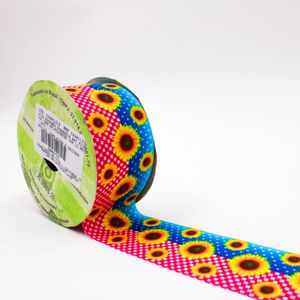 FITA GORGURÃO GIRASSÓIS ART FITAS G2640 38MM EM POLIESTER COM 10 METROS