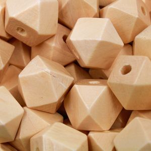BOLA POLIGONAL  PASSANTE 16MM COM FURO DE 5MM EM MADEIRA COM 10PÇS