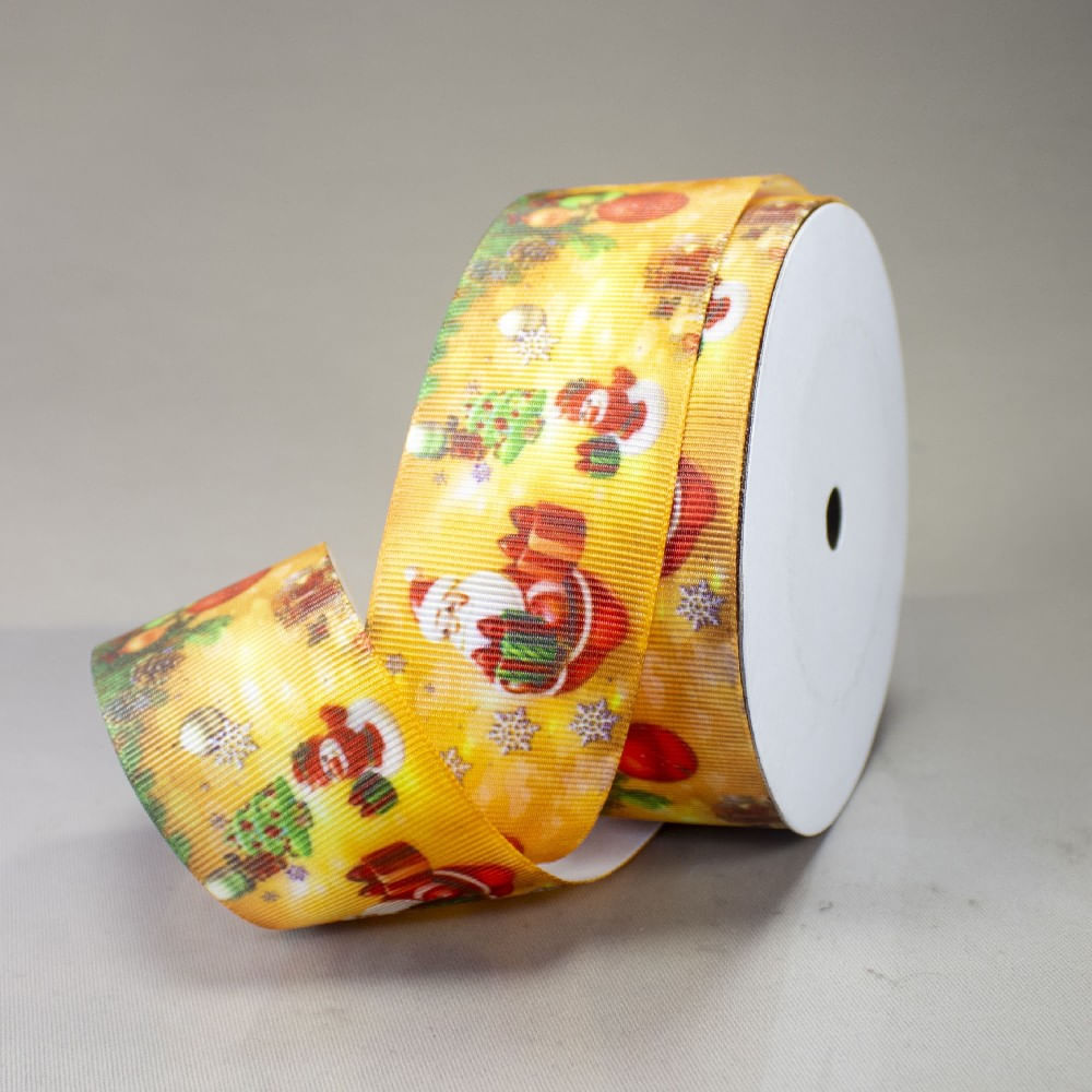 FITA NATALINA DE GORGURAO NOEL  38MM EM POLIESTER COM 18 METROS