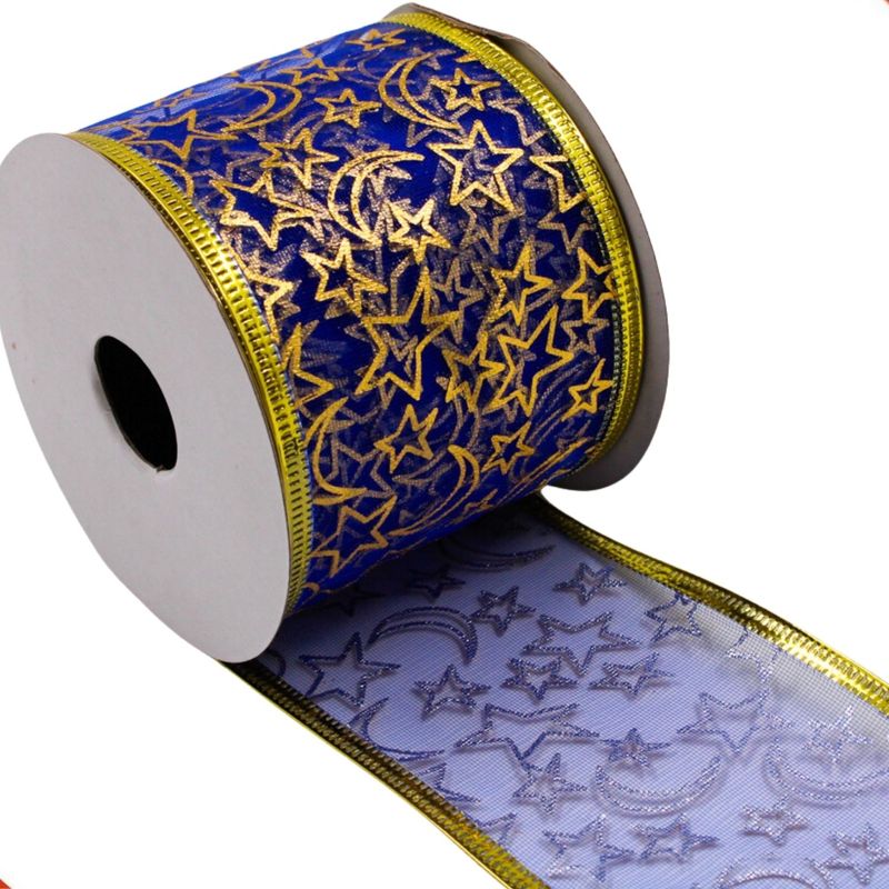 FITA-NATALINA-ARAMADA-60MM-EM-POLIESTER-COM-27M---64---AZUL-COM-DOURADO