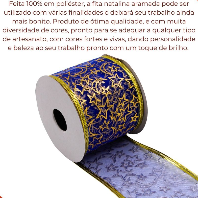 FITA-NATALINA-ARAMADA-60MM-EM-POLIESTER-COM-27M---64---AZUL-COM-DOURADO