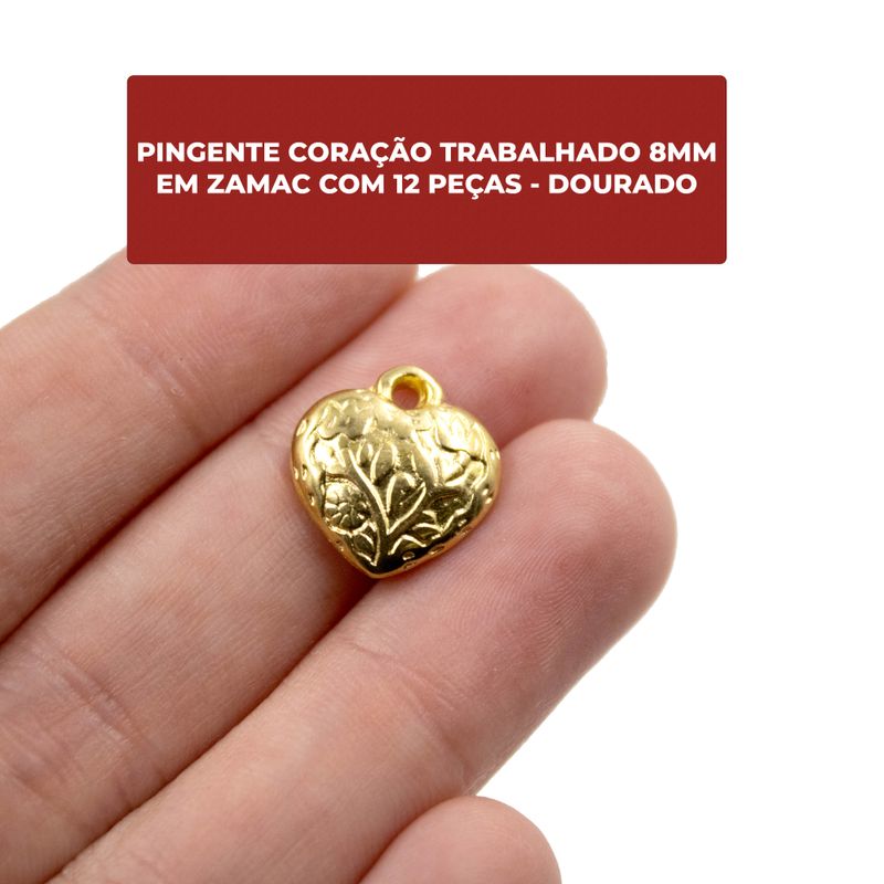 PINGENTE-CORACAO-TRABALHADO-8MM-EM-ZAMAC-COM-12-PECAS---DOURADO