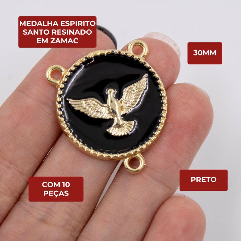 MEDALHA-ESPIRITO-SANTO-RESINADO-30MM-EM-ZAMAC-COM-10-PECAS---225---PRETO-225