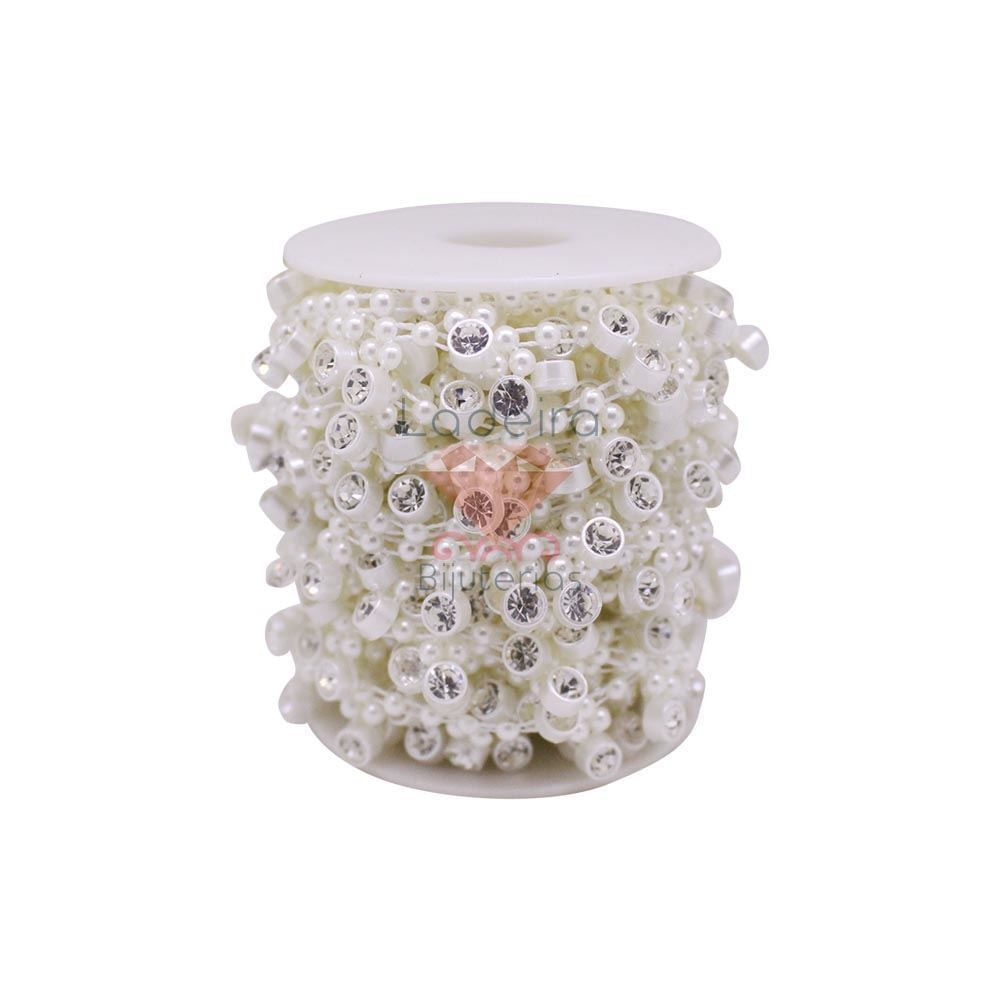 Aljofre Redondo Com Strass 7X14mm Em Abs Com 9 Metros