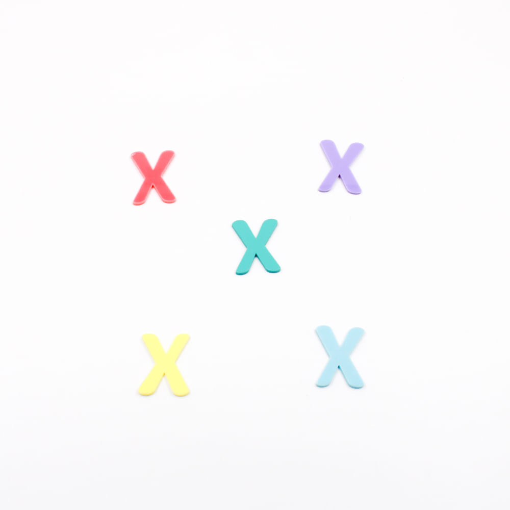APLIQUE LETRA X 33MM EM ACRILICO COM 05 PEÇAS