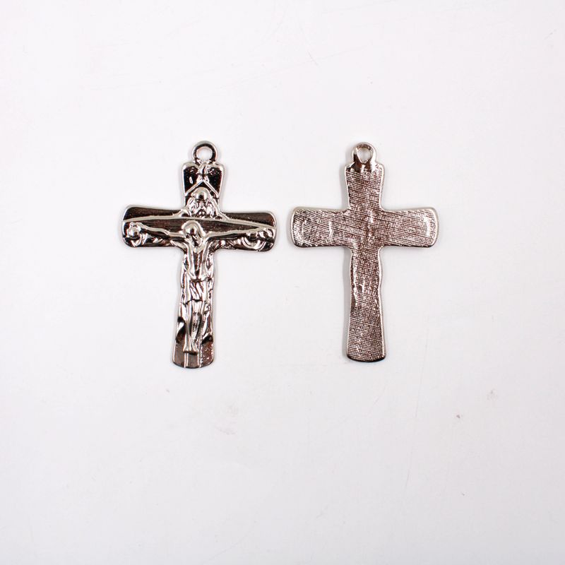 PINGENTE-CRUZ-67X45MM-EM-ZAMAC-COM-100GR---NIQUEL