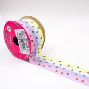 FITA GORGURÃO CORAÇÕES CANDY ART FITAS G2777 38MM EM POLIESTER COM 10 METROS