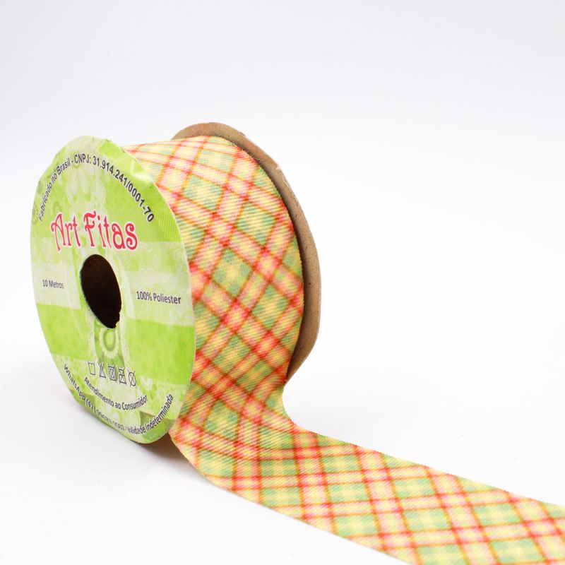 FITA-GORGURAO-QUADRICULADA-ART-FITAS-G2699-38MM-EM-POLIESTER-COM-10-METROS---475M---VERDE-VERMELHO