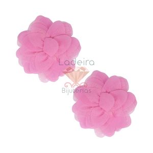 FLOR DE TECIDO COM TULE 70MM  COM 100 PEÇAS