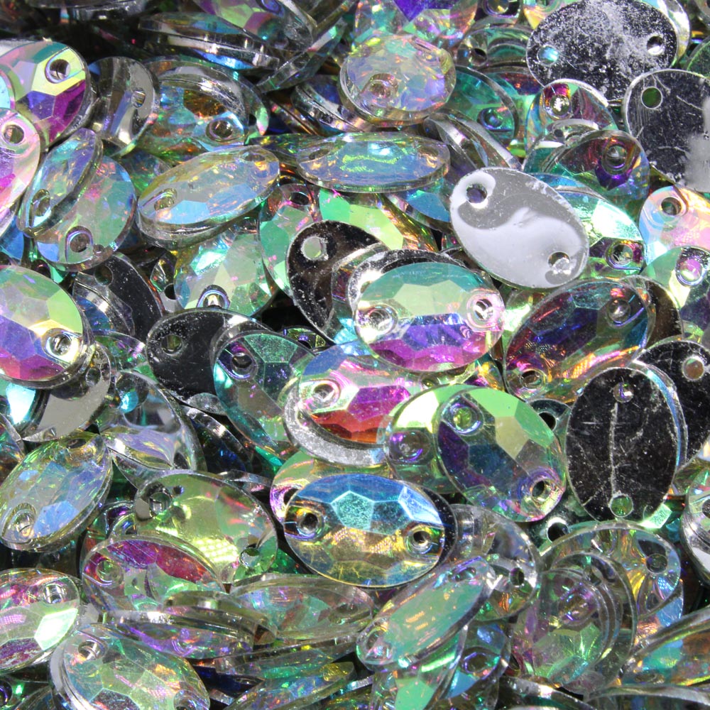 CHATON COSTURA OVAL AB/IRISADO EM RESINA 8X10MM 3.000PCS