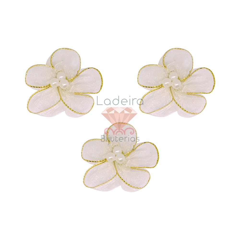 FLOR MARGARIDA DE ORGANZA 4CM - 100PCS