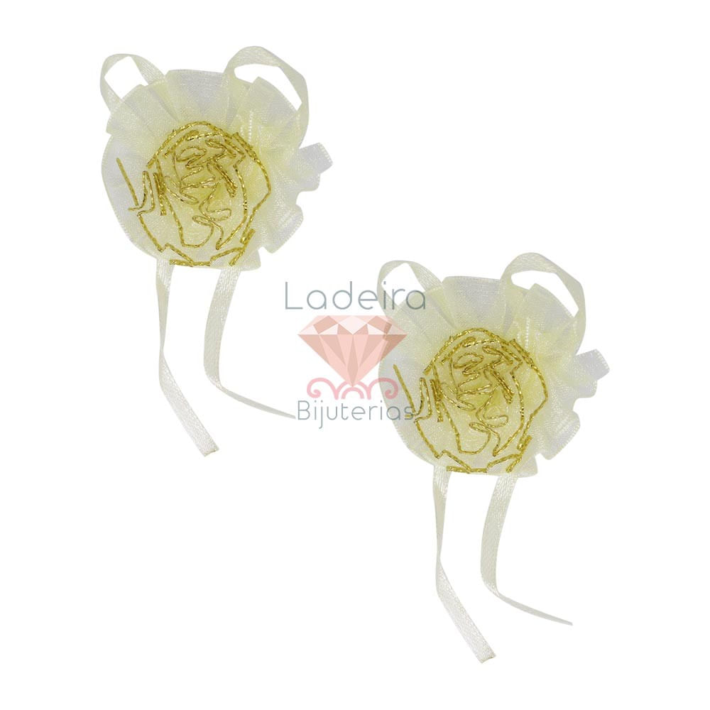 FLOR CRAVO ORGANZA COM LAÇO 8,5CM 50PCS
