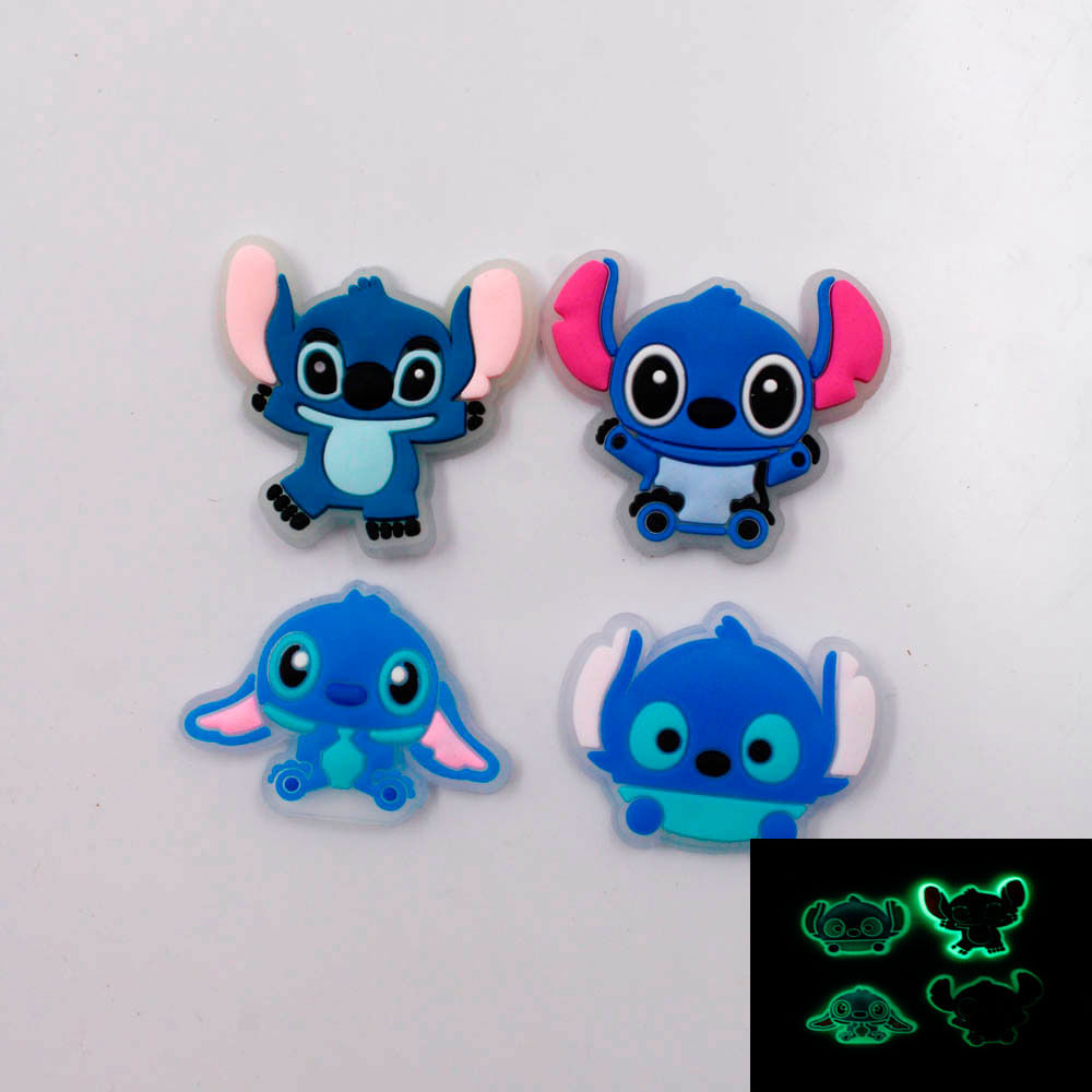 APLIQUE KIT STITCH FLUORESCENTES 30MM EM PVC COM 50 PEÇAS