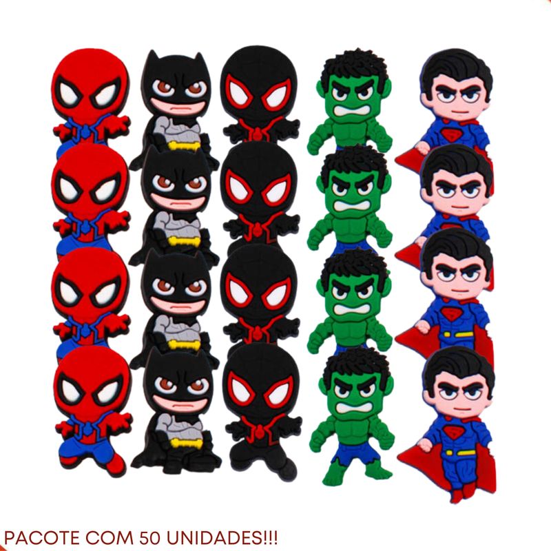 APLIQUE-KIT-SUPER-HEROIS-SORTIDOS-44MM-EMBORRACHADO-COM-50-PECAS---COLORIDO