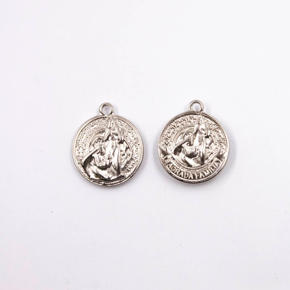 PINGENTE-MEDALHA-SAGRADA-FAMILIA-24MM-EM-ZAMAC-COM-12-PECAS---NIQUEL