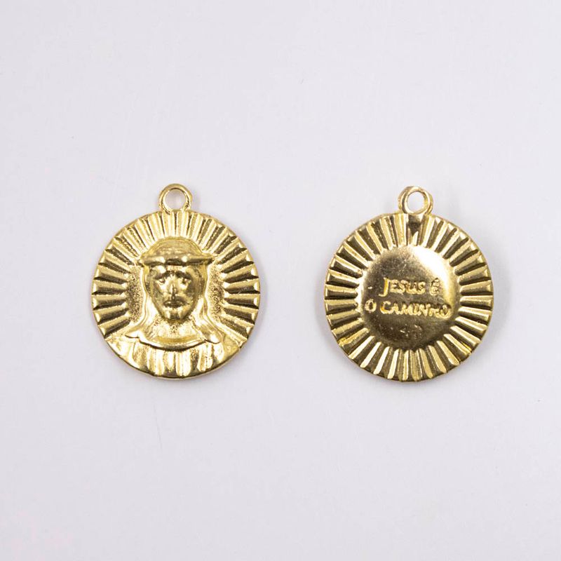 PINGENTE-MEDALHA-JESUS-E-O-CAMINHO-29X25MM-EM-ZAMAC-COM-06-PECAS---DOURADO