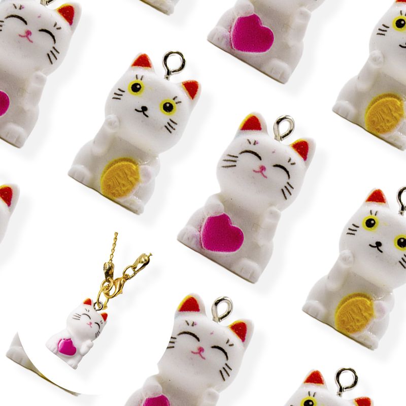 PINGENTE-GATO-DA-SORTE-MANEKI-28MM-EM-RESINA-COM-40-PECAS---103---COLORIDO