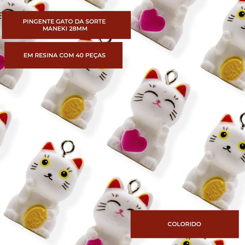 PINGENTE-GATO-DA-SORTE-MANEKI-28MM-EM-RESINA-COM-40-PECAS---103---COLORIDO