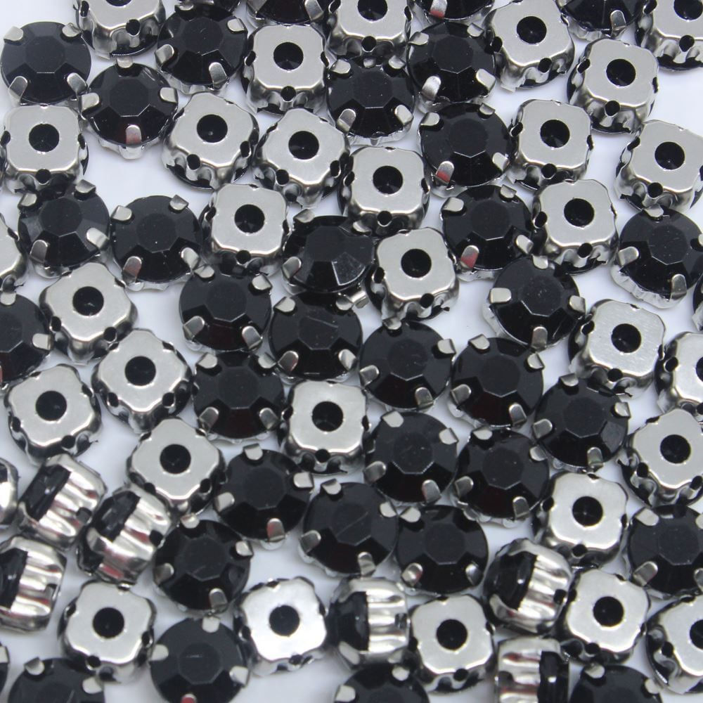 CHATON-ENGRAMPADO-NIQUEL-REDONDO-10MM-EM-ACRILICO-COM-250-PECAS-225---PRETO-225