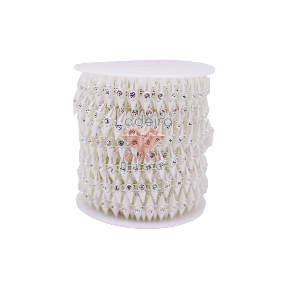 Aljofre Perolado Com Strass 5X17mm Em Abs  Com 9 Metros