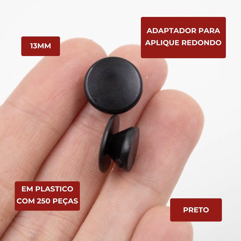 ADAPTADOR-PARA-APLIQUE-REDONDO-13MM-EM-PLASTICO-COM-250-PECAS-NC---225---PRETO-225