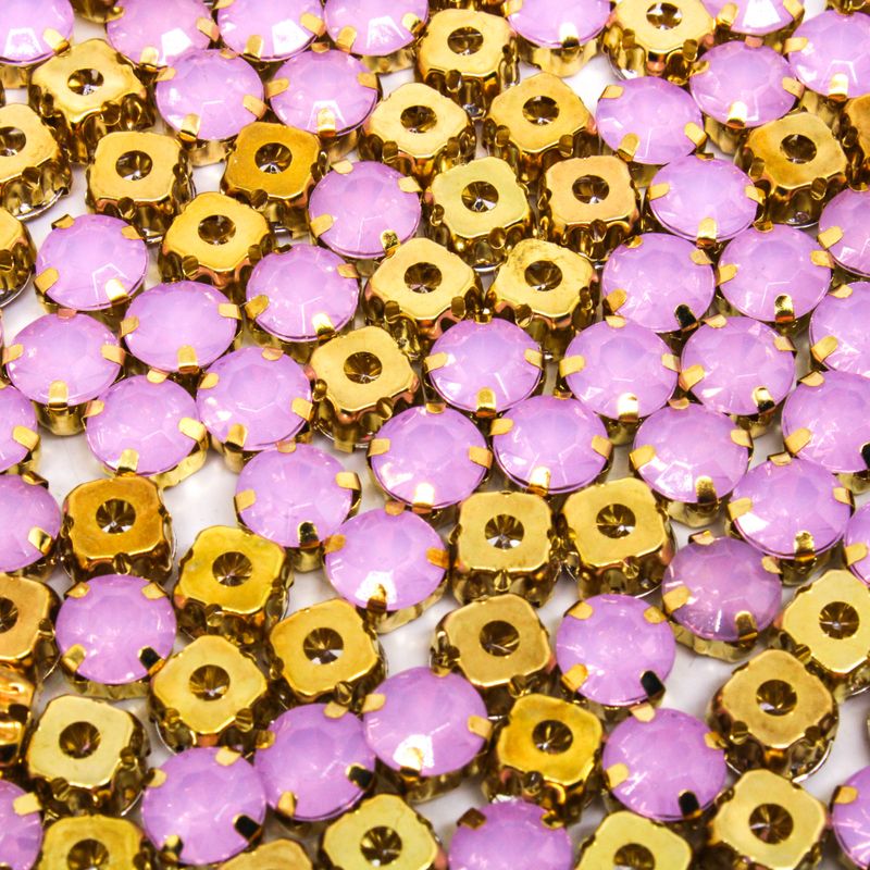 CHATON-ENGRAMPADO-DOURADO-REDONDO-08MM-EM-ACRILICO-COM-250-PECAS-114CA---ROSA-LEITOSO