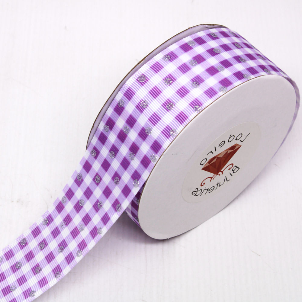 FITA XADREZ COM STRASS 40MM EM POLIESTER COM 9 METROS