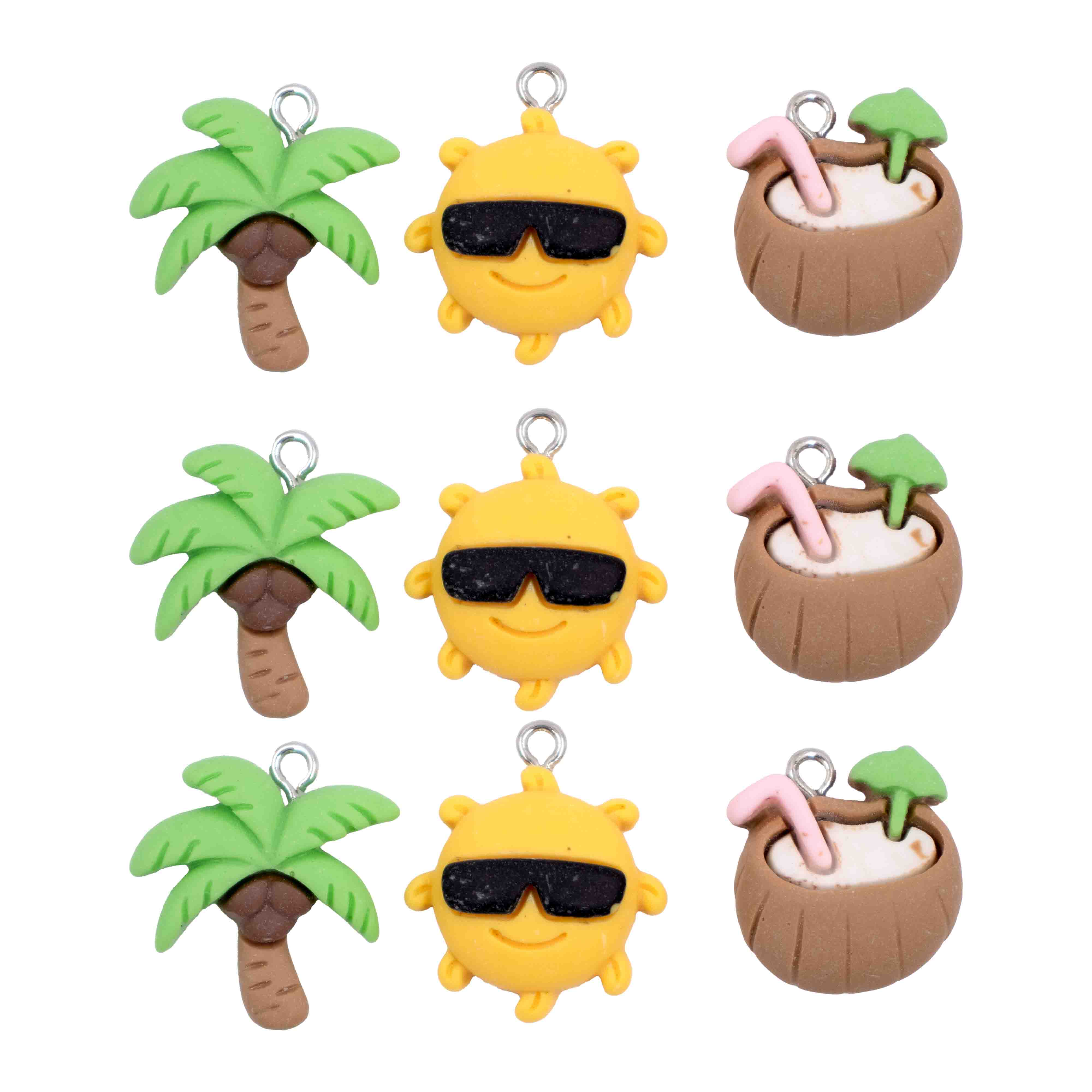 PINGENTE TROPICAL EM RESINA COM 50 PEÇAS