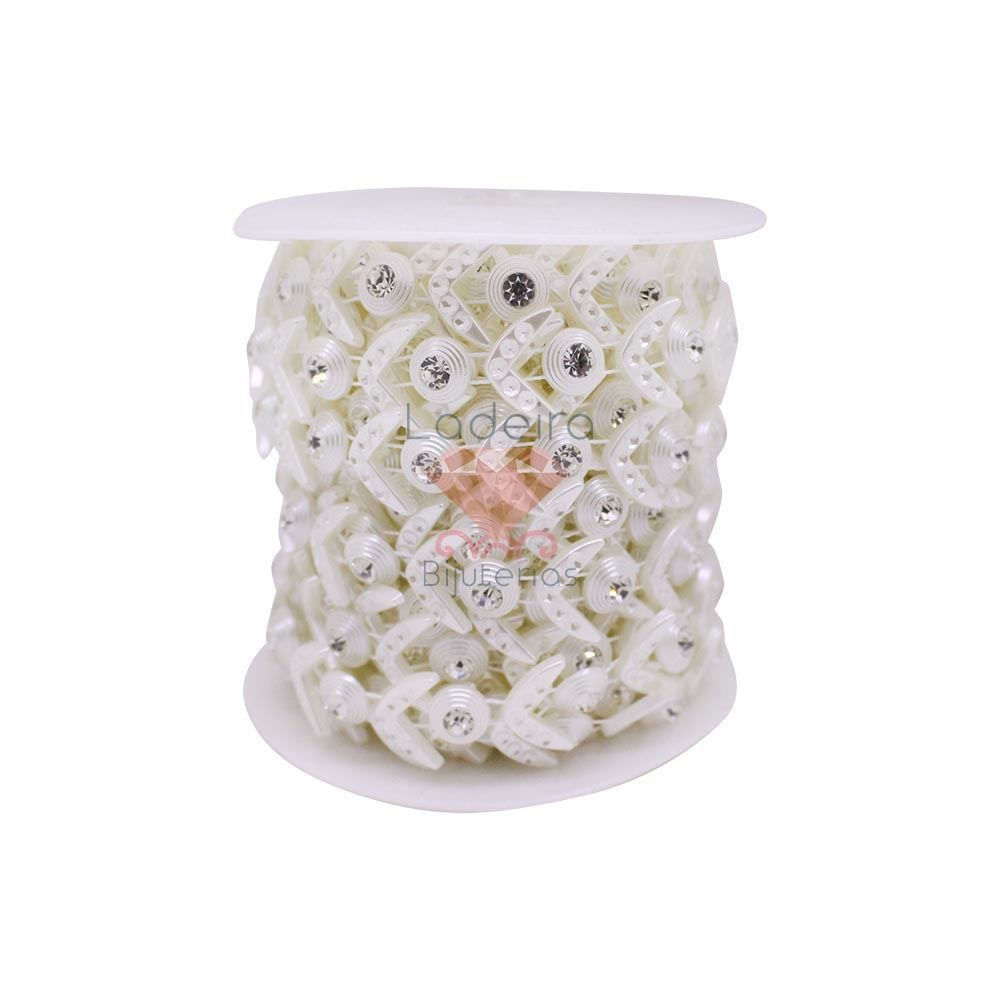 Aljofre Perolado Com Strass 17Mm Em Abs Com 9 Metros