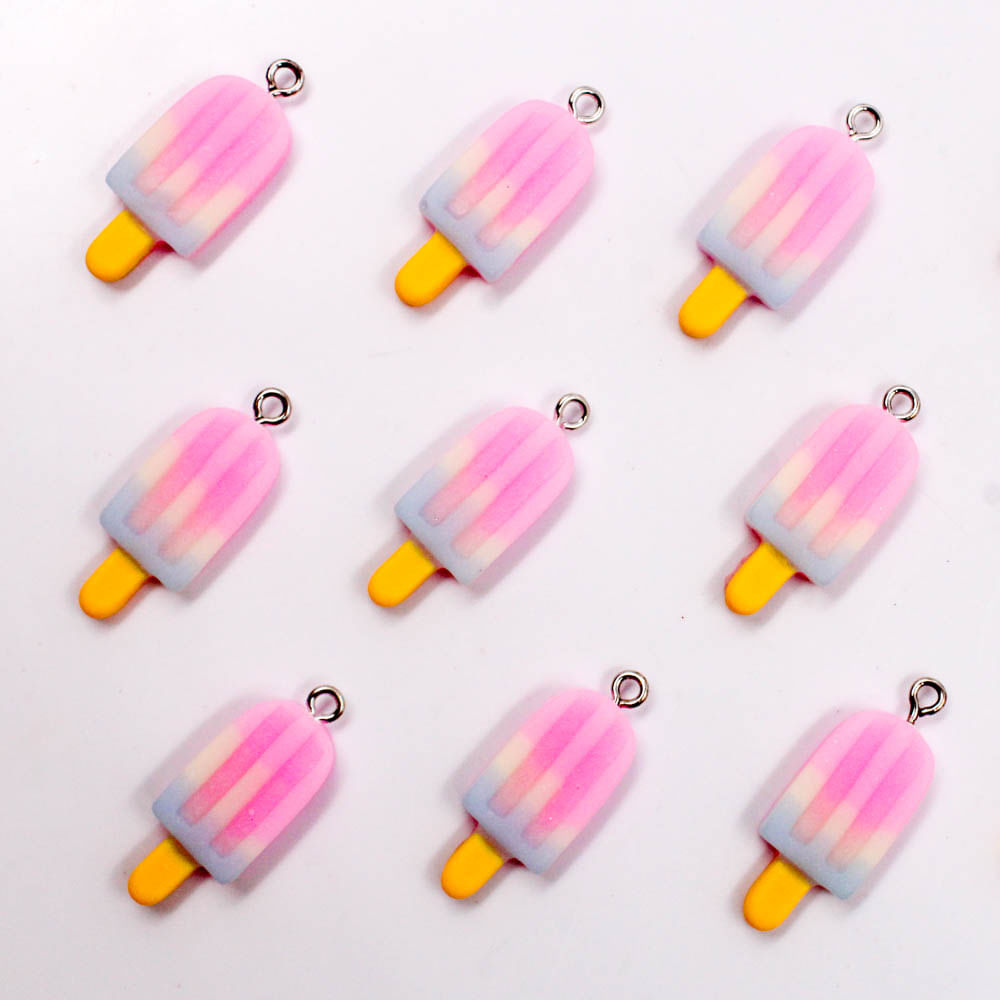 Pingente Picole 10X28mm Em Resina Com 10 Peças