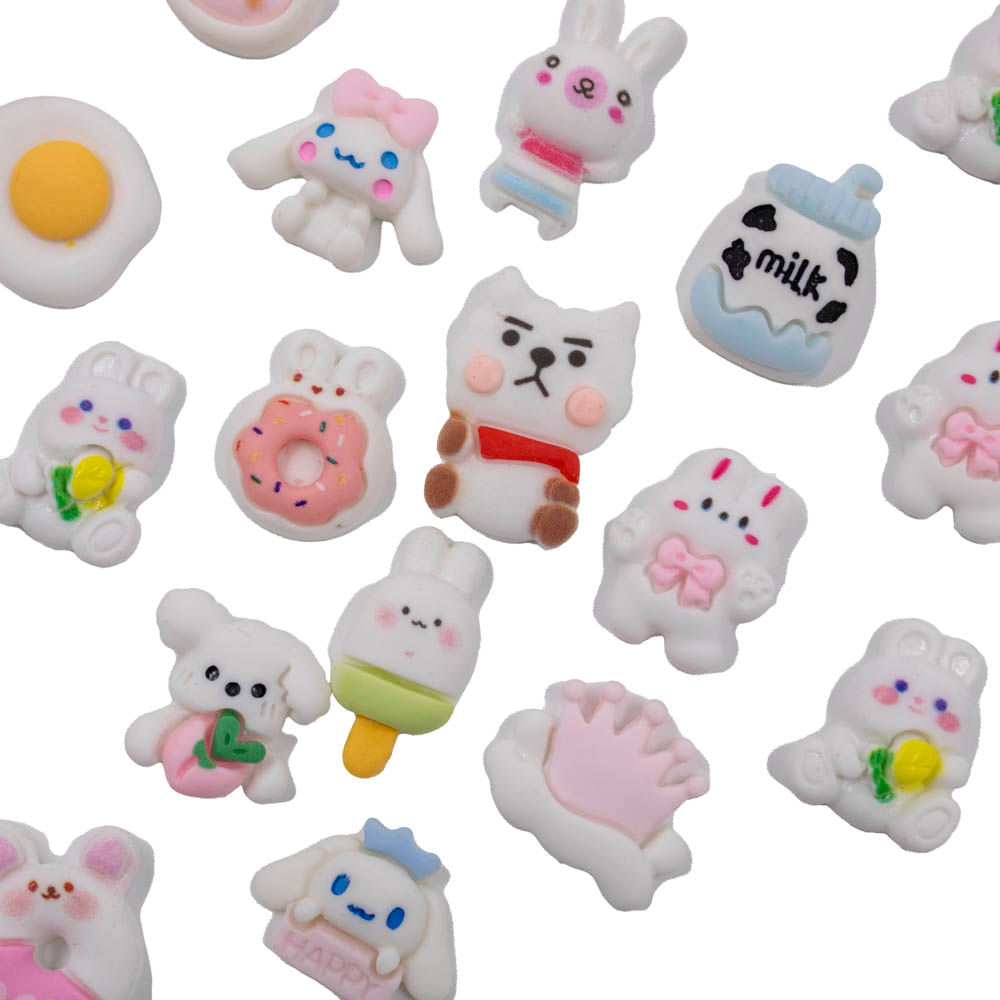 Apliques Diversos Infantil 20Mm Em Resina Com 100 Peças