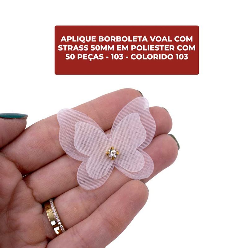 APLIQUE-BORBOLETA-VOAL-COM-STRASS-50MM-EM-POLIESTER-COM-50-PECAS---103---COLORIDO-103