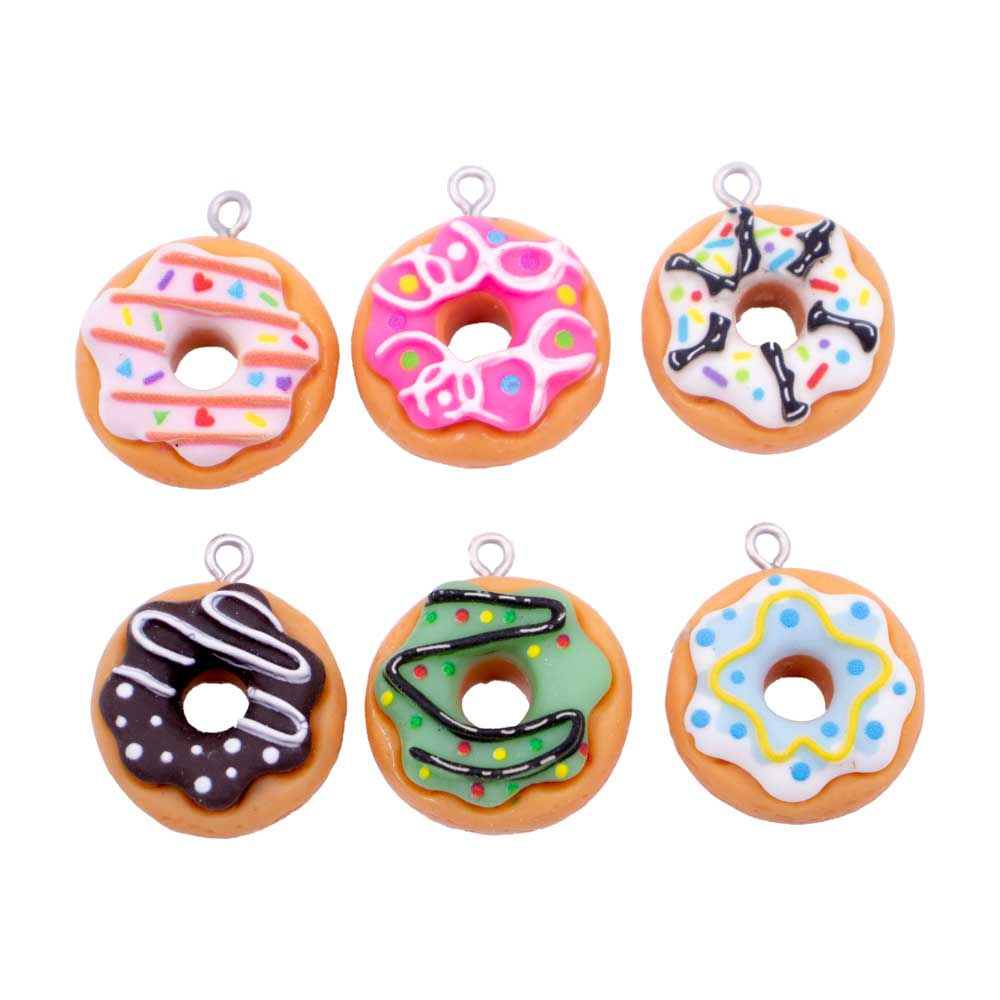 Pingente Rosquinha 20Mm Em Resina Com 50 Peças