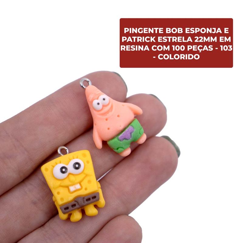 PINGENTE-BOB-ESPONJA-E-PATRICK-ESTRELA-22MM-EM-RESINA-COM-100-PECAS---103---COLORIDO