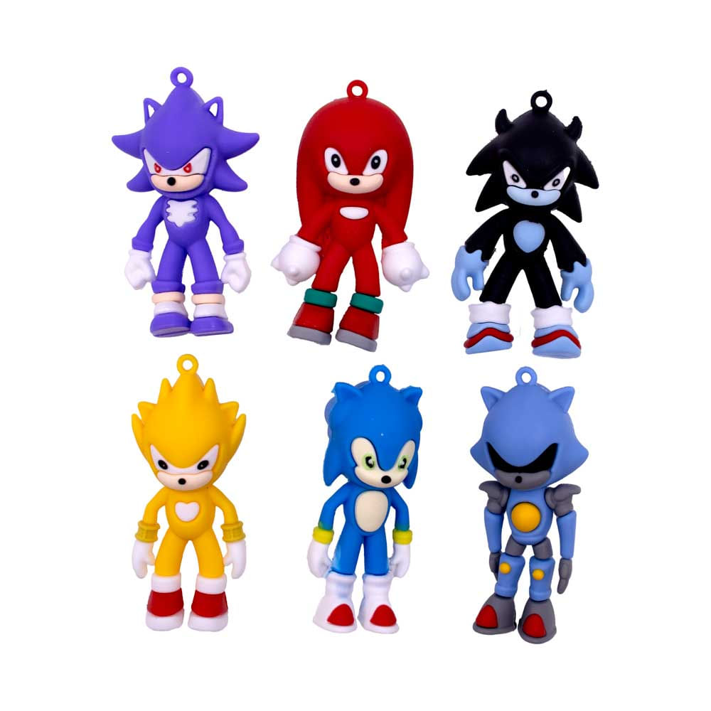 PINGENTE TURMA DO SONIC 70MM EMBORRACHADO COM 12 PEÇAS
