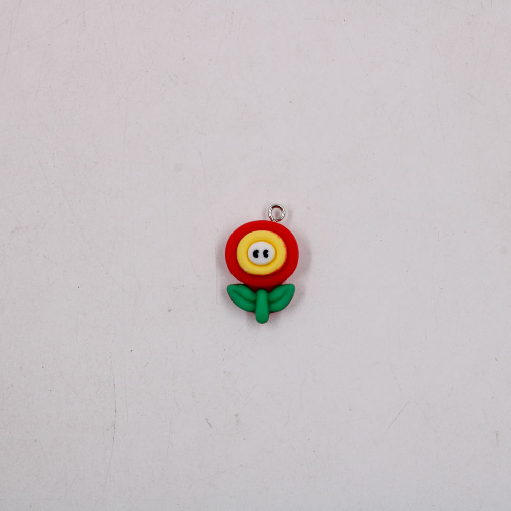 PINGENTE FLORZINHA MARIO 25MM EM RESINA COM 100 PEÇAS