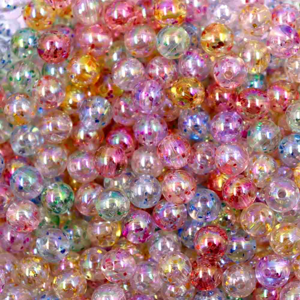 Bola Glitter Translucida Passante 08Mm Em Acrílico Com 500G