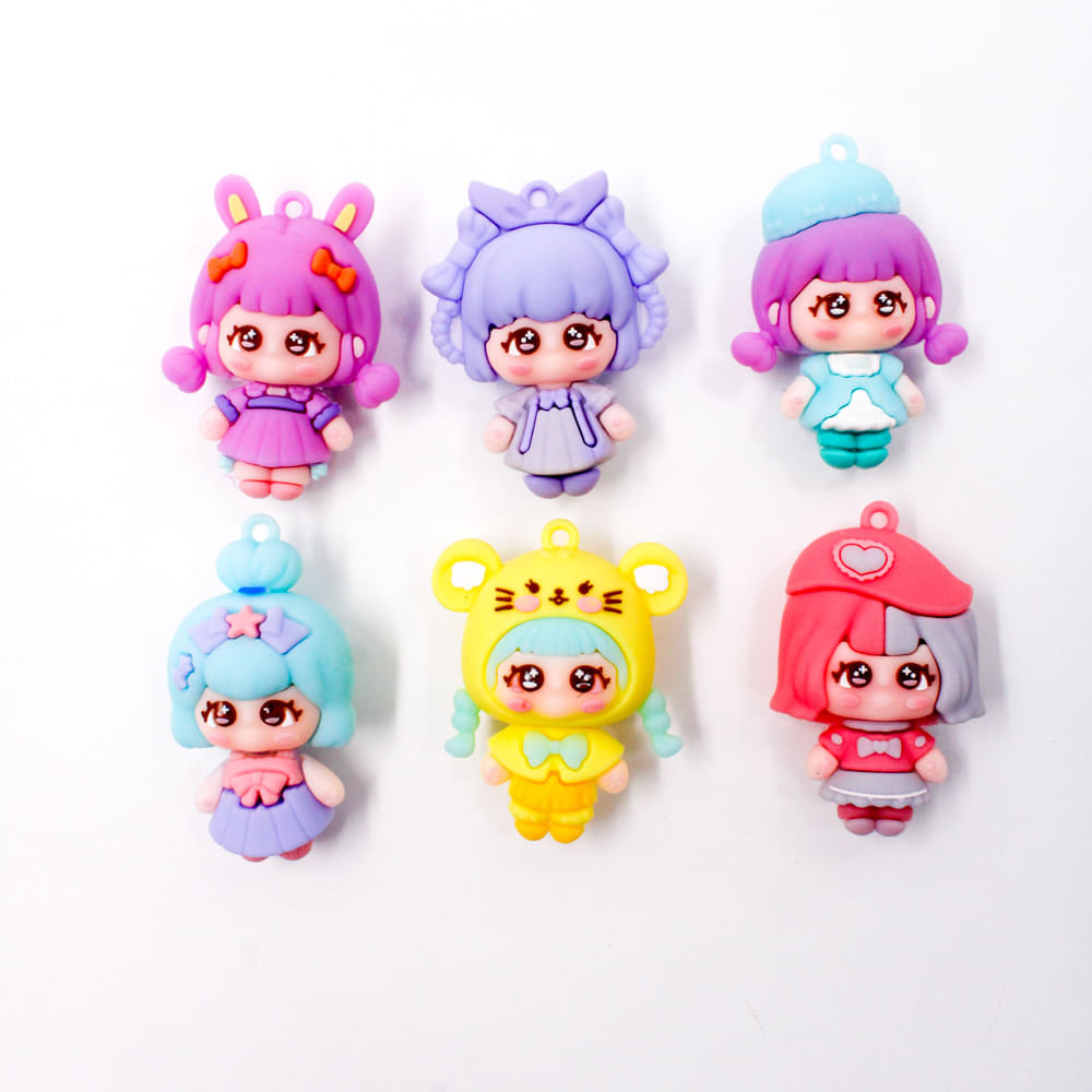PINGENTE MENINAS ANIME 55MM EMBORRACHADO COM 02 PEÇAS