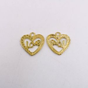 PINGENTE CORAÇÃO LOVE 23MM EM ZAMAC COM 12 PEÇAS