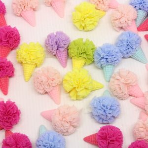 Aplique Sorvete Com Pompom 35Mm Em Resina E Poliester Com 50 Peças